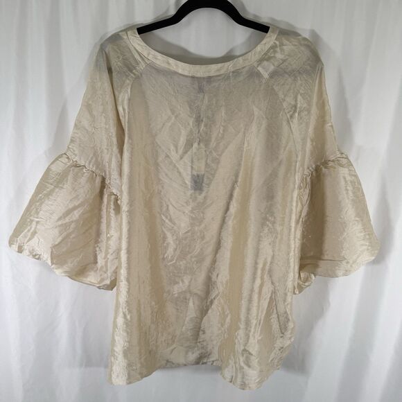New Silk Blend Talbots Blouse Women's XL Ivory Vneck Short Sleeve Lightweight - Picture 10 of 13